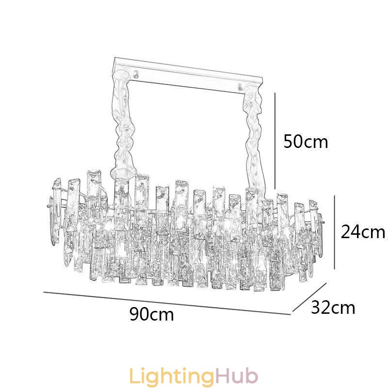 European Glass Chandelier Light Oval Pendant Lamps