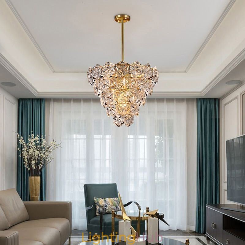 European Glass Pendant Light Modern Cone Shape Chandelier