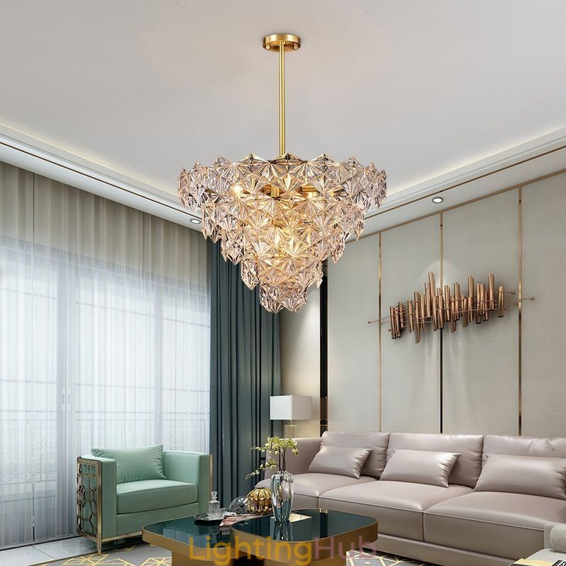European Glass Pendant Light Modern Cone Shape Chandelier
