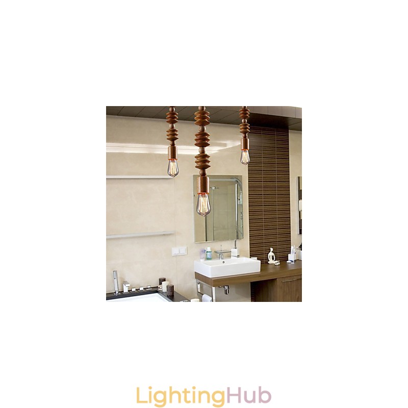 Chandelier Mini Style Traditional Classic Wood Bamboo