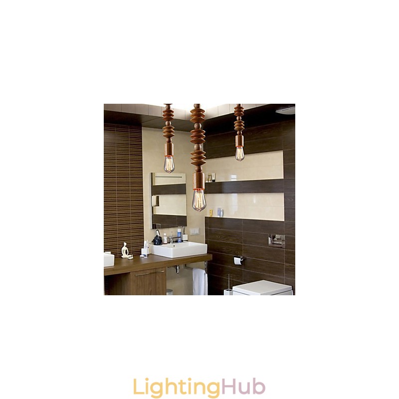 Chandelier Mini Style Traditional Classic Wood Bamboo