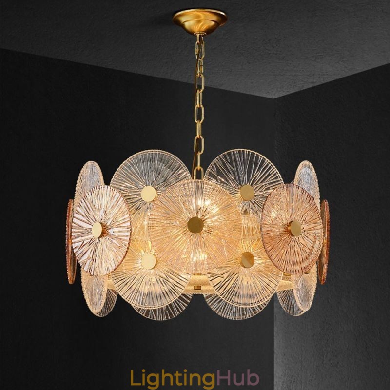 Modern Spark Disc Chandelier Firework Glass Pendant Lamp Home Deco Lighting