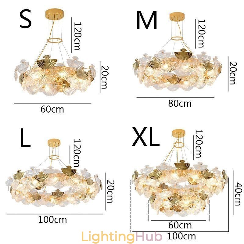 European Glass Hanging Light Fan Shaped Art Chandelier