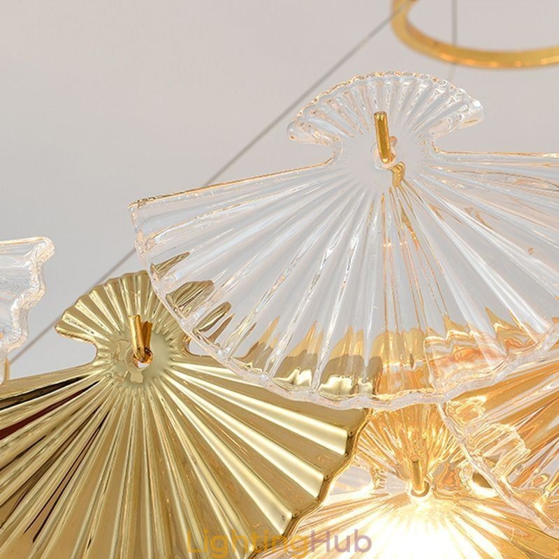 European Glass Hanging Light Fan Shaped Art Chandelier