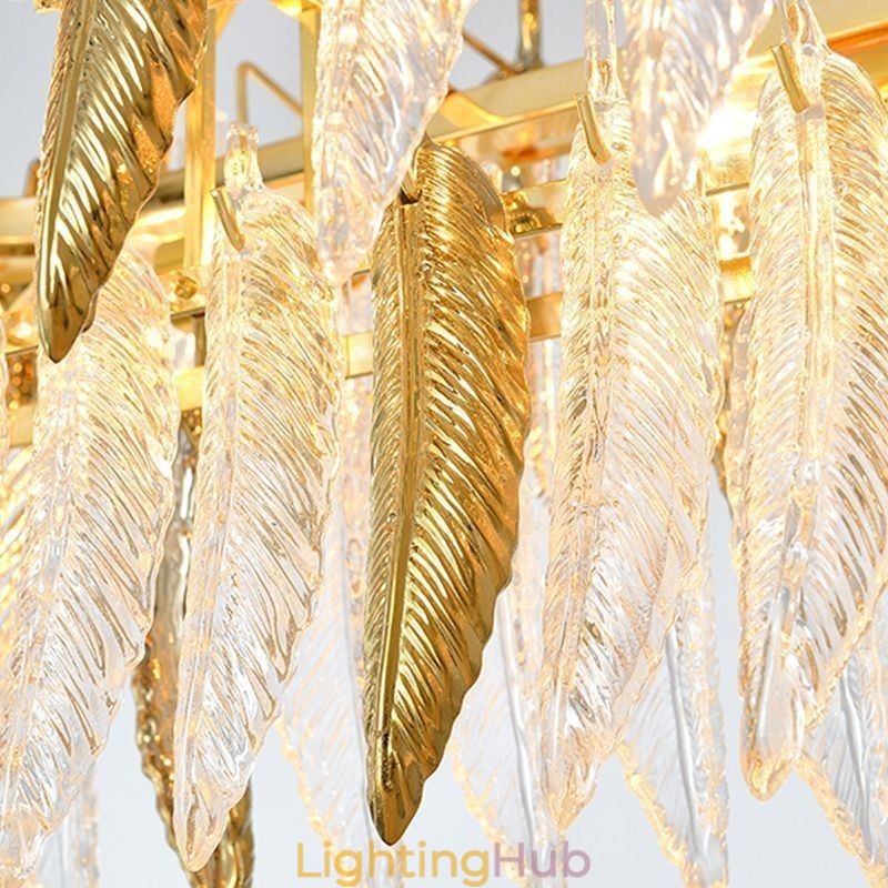 Artistic Glass Chandelier Feather Oval Pendant Light