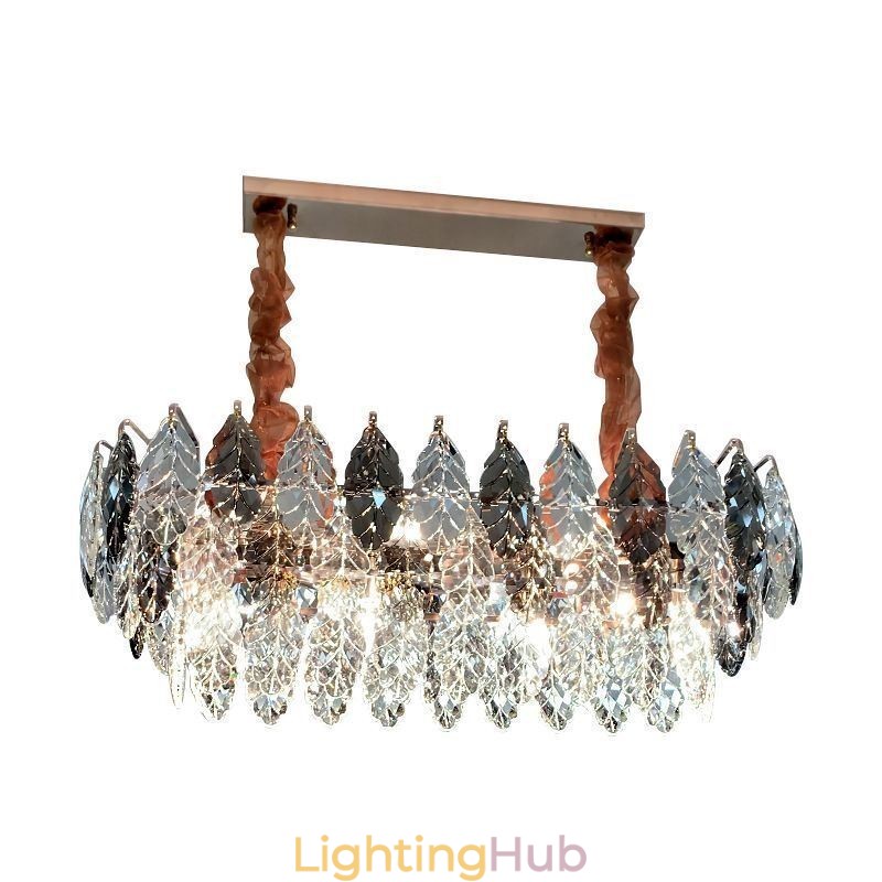 European Iron Pendant Light Creative Leaf Glass Chandelier