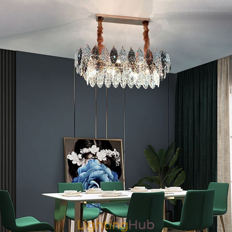 European Iron Pendant Light Creative Leaf Glass Chandelier
