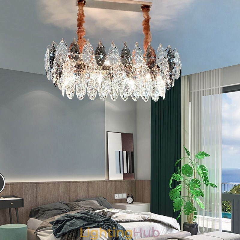 European Iron Pendant Light Creative Leaf Glass Chandelier