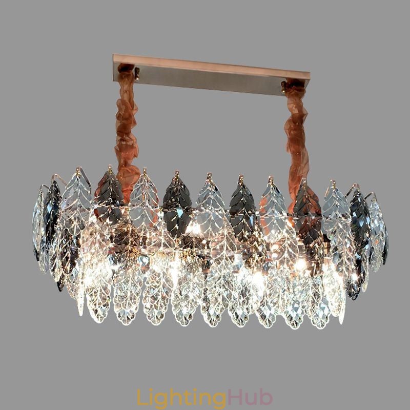 European Iron Pendant Light Creative Leaf Glass Chandelier