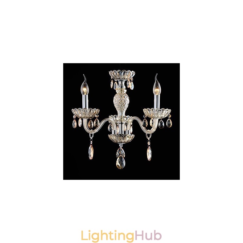 3 Light The style of palace Glass Chandelier With Candle Bulb