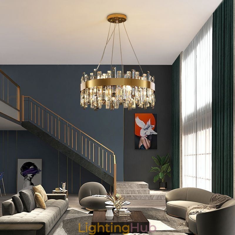 Luxury Glass Chandelier European Style Pendant Light Living