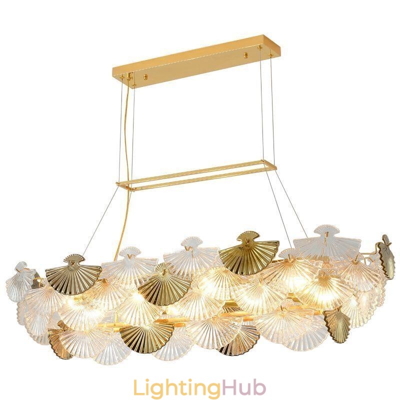 European Glass Pendant Light Fan Shaped Art Chandelier