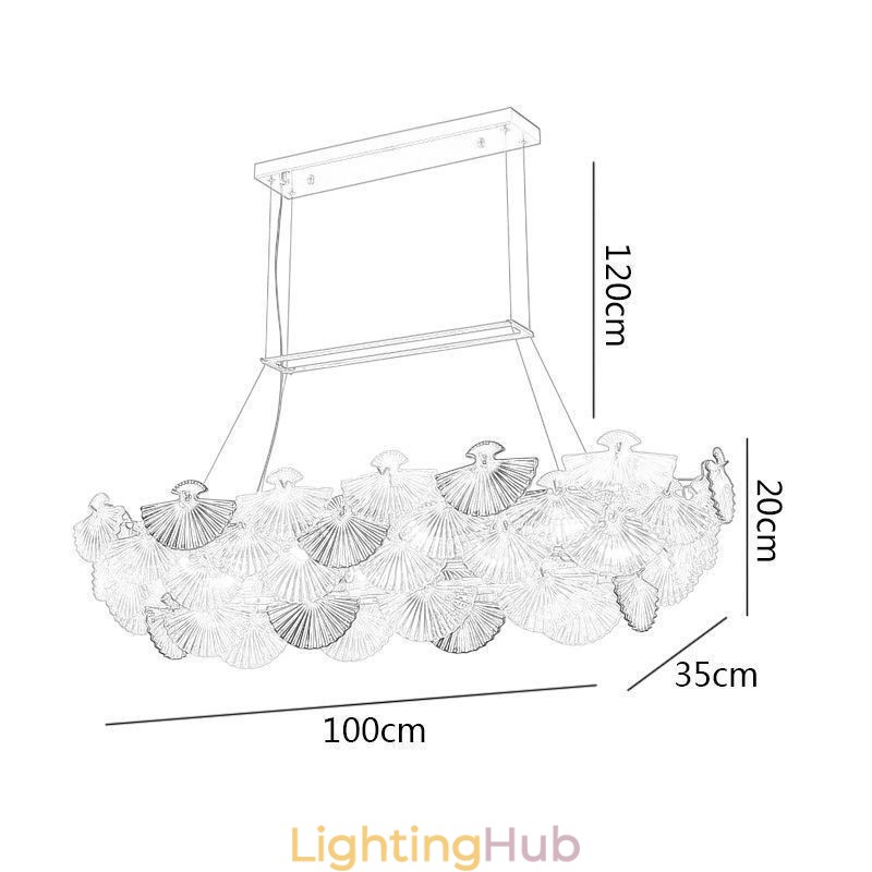 European Glass Pendant Light Fan Shaped Art Chandelier