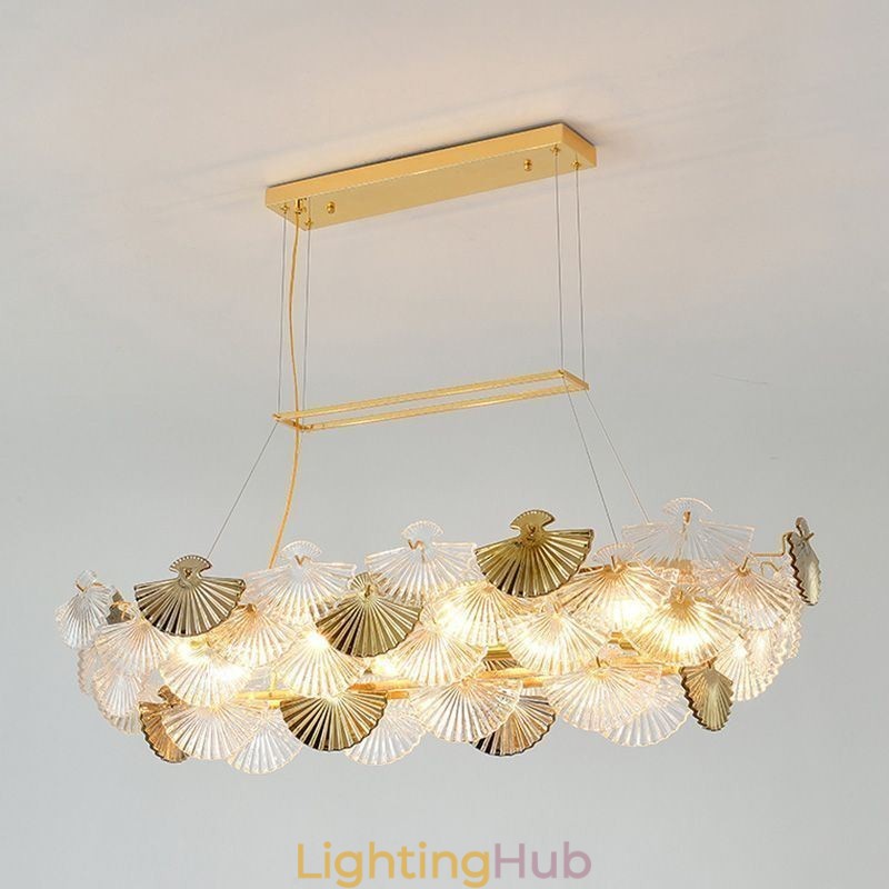 European Glass Pendant Light Fan Shaped Art Chandelier