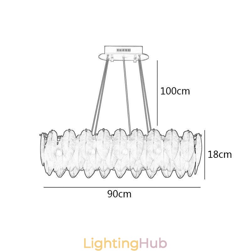 Artistic Glass Chandelier Feather Round Pendant Lighting