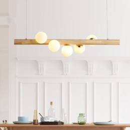 Magic Bean Pendant Light Wood Strip Hanging Lamp