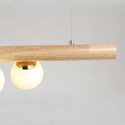 Magic Bean Pendant Light Wood Strip Hanging Lamp