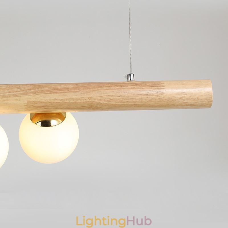 Magic Bean Pendant Light Wood Strip Hanging Lamp