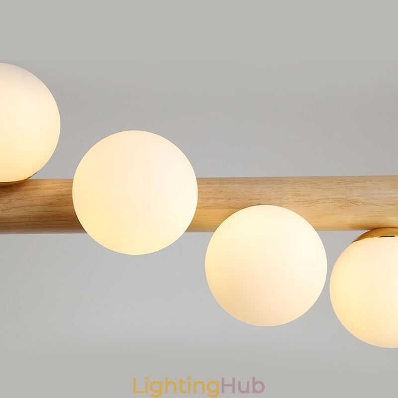 Magic Bean Pendant Light Wood Strip Hanging Lamp