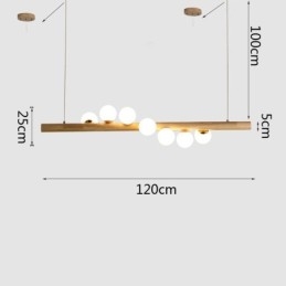 Magic Bean Pendant Light Wood Strip Hanging Lamp