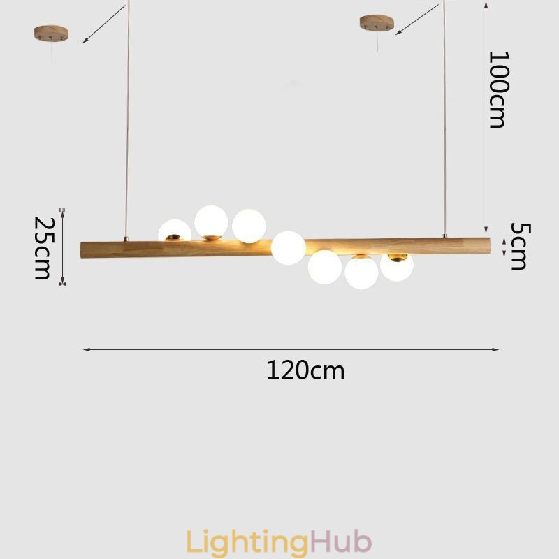 Magic Bean Pendant Light Wood Strip Hanging Lamp
