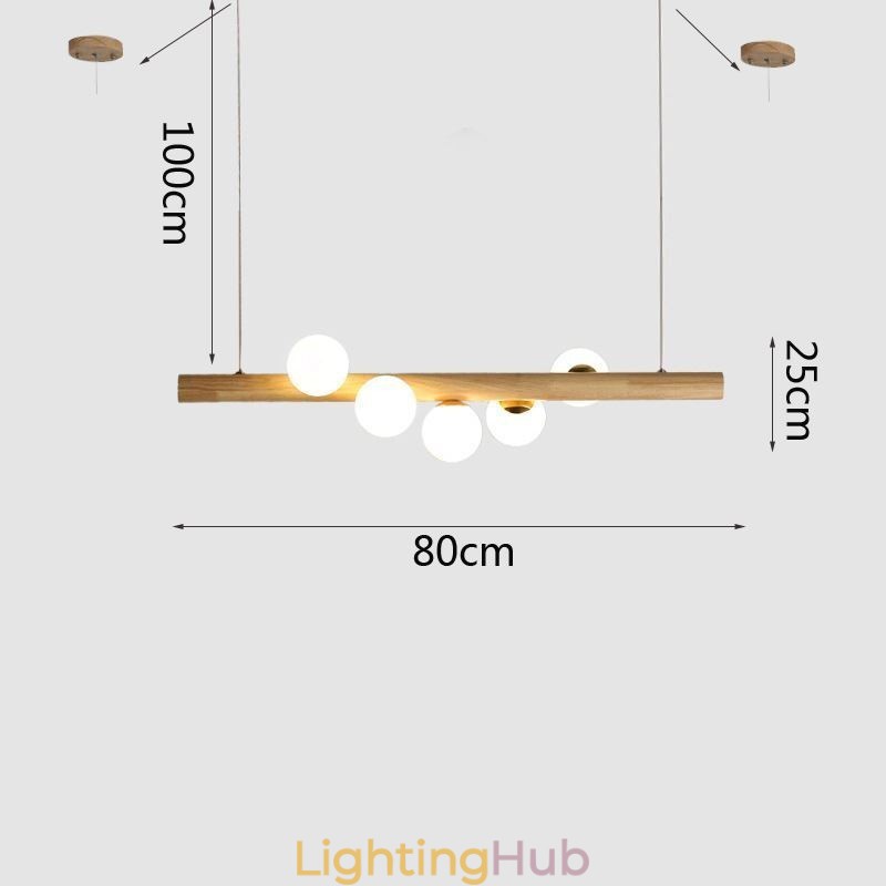 Magic Bean Pendant Light Wood Strip Hanging Lamp