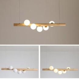 Magic Bean Pendant Light Wood Strip Hanging Lamp