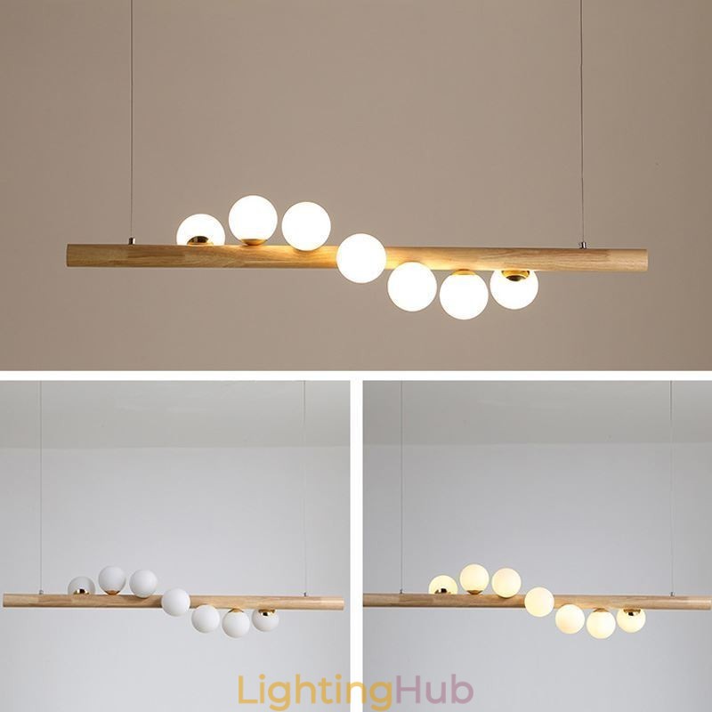 Magic Bean Pendant Light Wood Strip Hanging Lamp