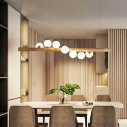 Magic Bean Pendant Light Wood Strip Hanging Lamp