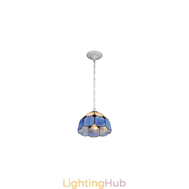 Chandelier Mini Style Country Garage white + blue Glass lights