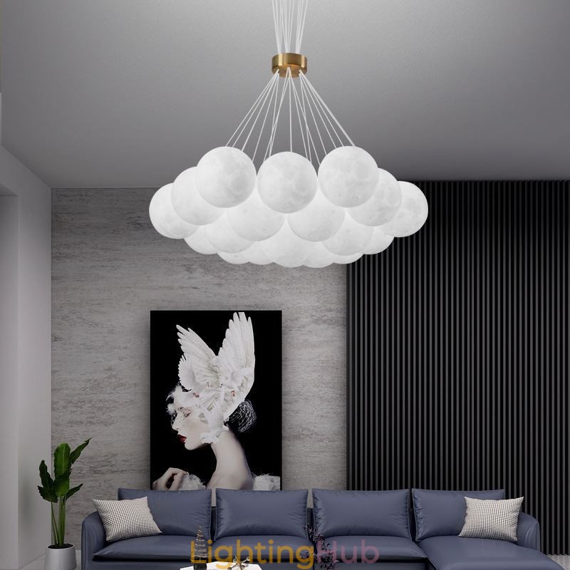 Moon Bubble Chandelier Modern 3D Print Balls Pendant Lamp
