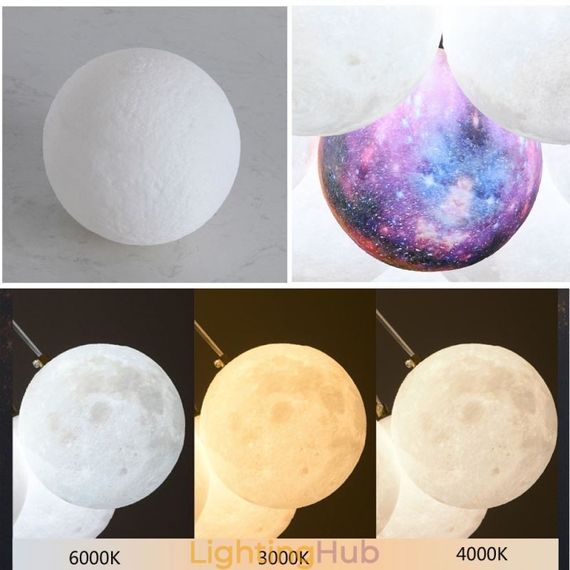 Moon Bubble Chandelier Modern 3D Print Balls Pendant Lamp