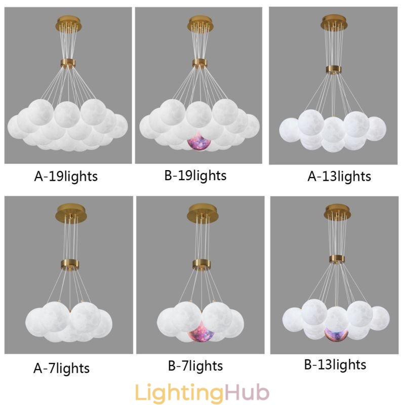 Moon Bubble Chandelier Modern 3D Print Balls Pendant Lamp