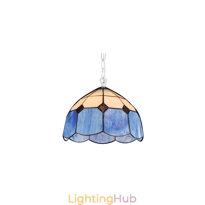 Chandelier Mini Style Country Garage white + blue Glass lights