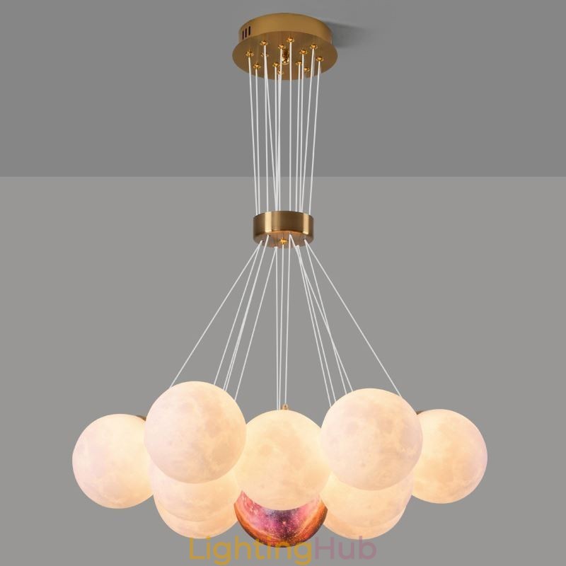 Moon Bubble Chandelier Modern 3D Print Balls Pendant Lamp