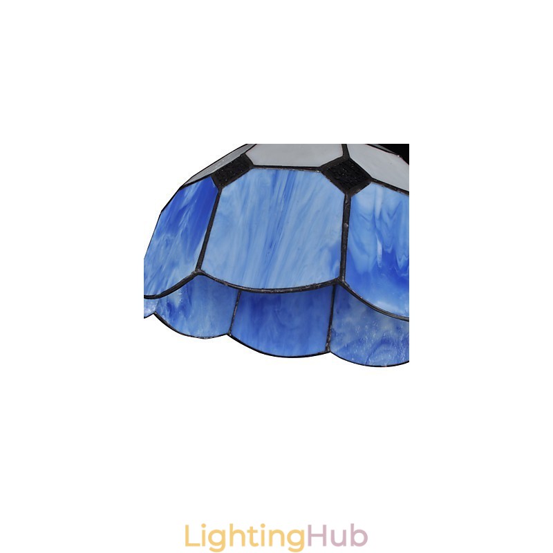 Chandelier Mini Style Country Garage white + blue Glass lights