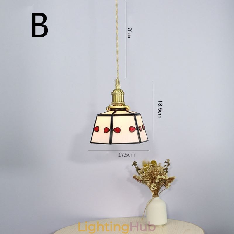 Colorful Glass Pendant Light Japanese Style Retro Decorative Bedside Hanging Light