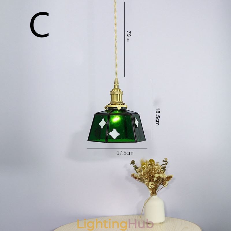 Colorful Glass Pendant Light Japanese Style Retro Decorative Bedside Hanging Light