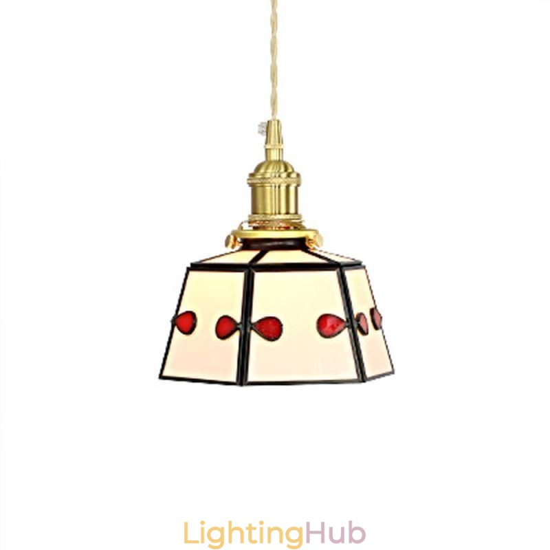 Colorful Glass Pendant Light Japanese Style Retro Decorative Bedside Hanging Light