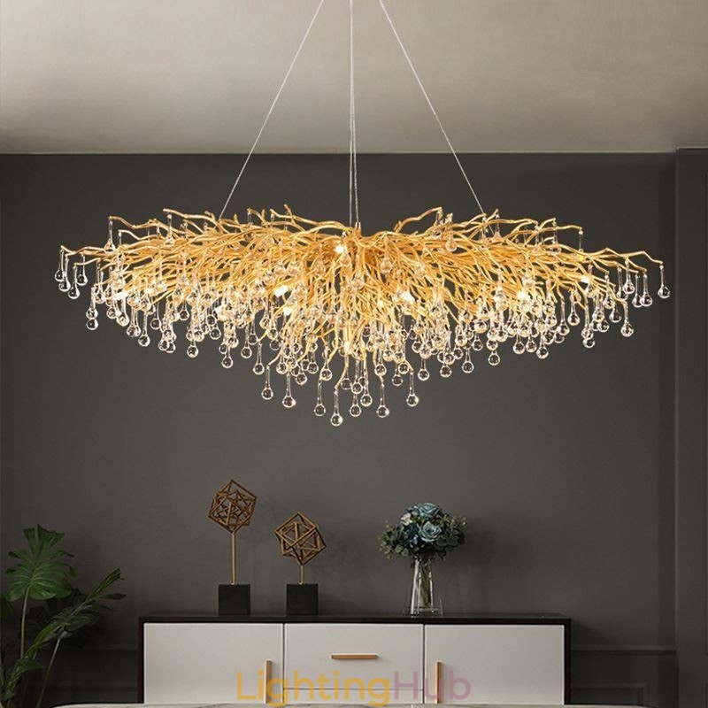 Luxury Crystal Chandelier Gold Modern Ceiling Hanging Lamp Dining