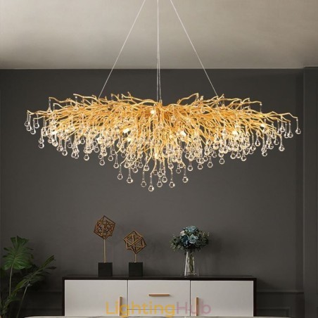 Luxury Crystal Chandelier Gold Modern Ceiling Hanging Lamp Dining
