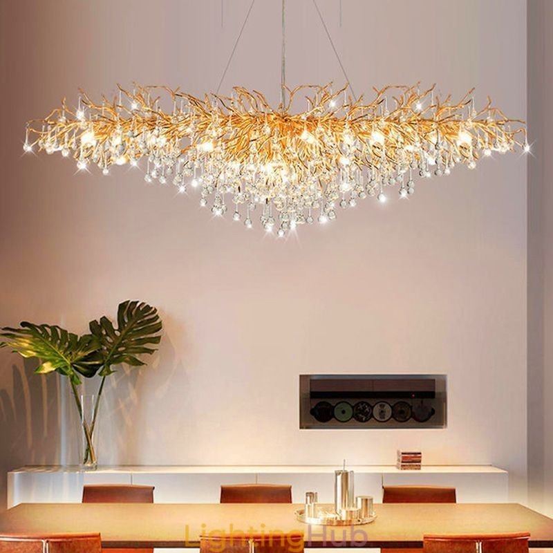 Luxury Crystal Chandelier Gold Modern Ceiling Hanging Lamp Dining