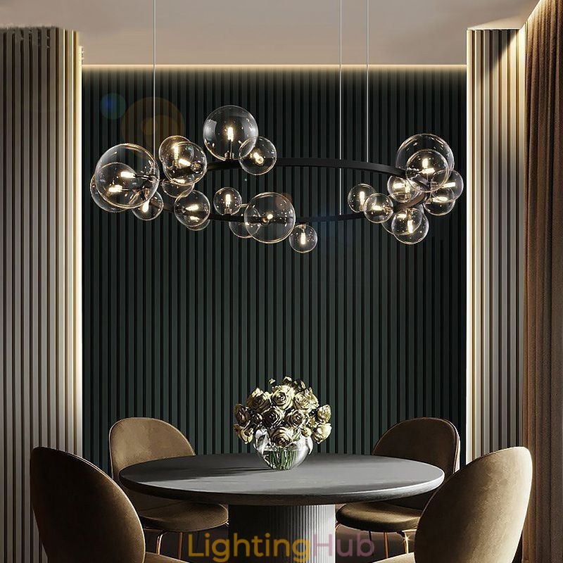 Modern Creative Metal Chandelier Transparent Glass Bubble Lamp
