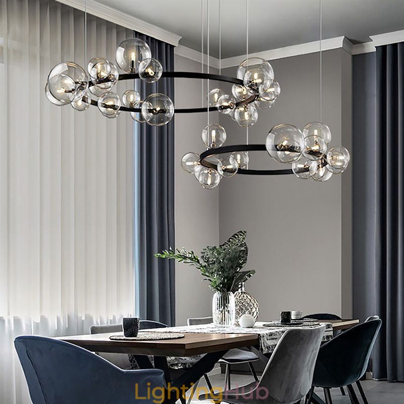 Modern Creative Metal Chandelier Transparent Glass Bubble Lamp