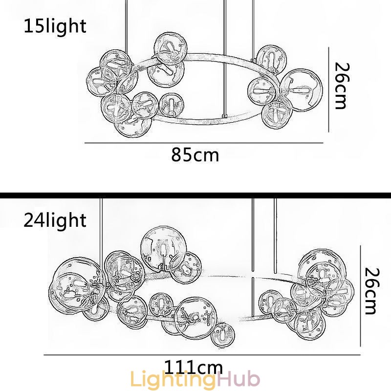 Modern Creative Metal Chandelier Transparent Glass Bubble Lamp