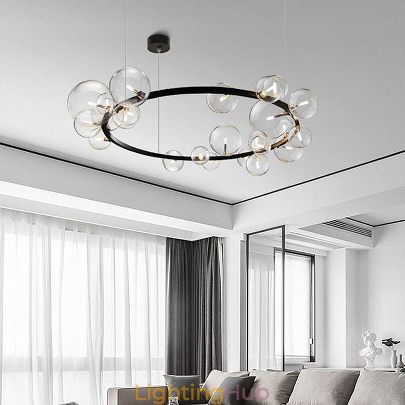 Modern Creative Metal Chandelier Transparent Glass Bubble Lamp