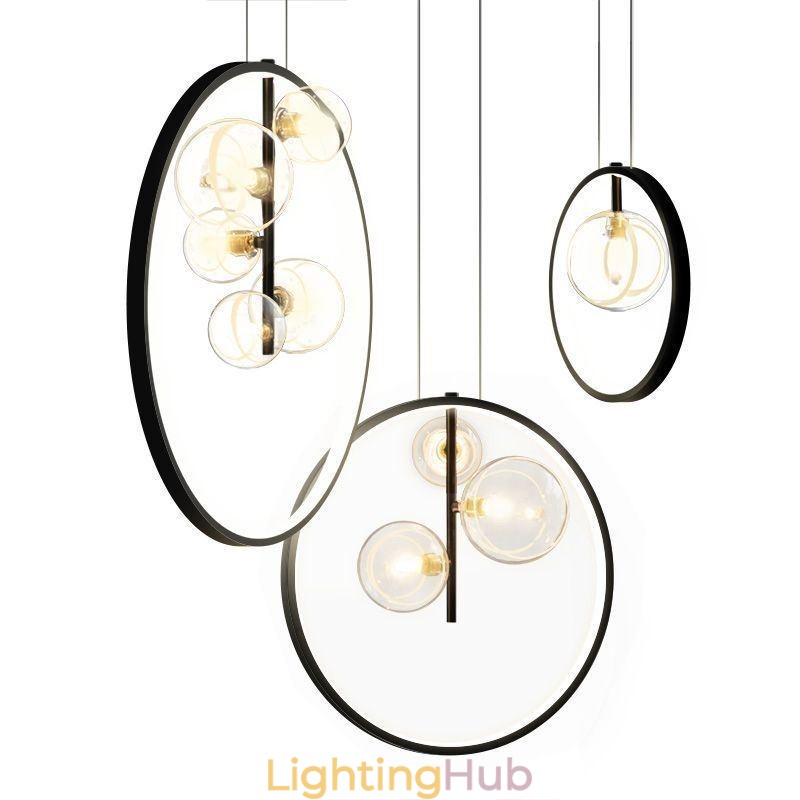 Nordic Pendant Light Glass Bubbles Circle Chandelier Modern Parlor Lamp
