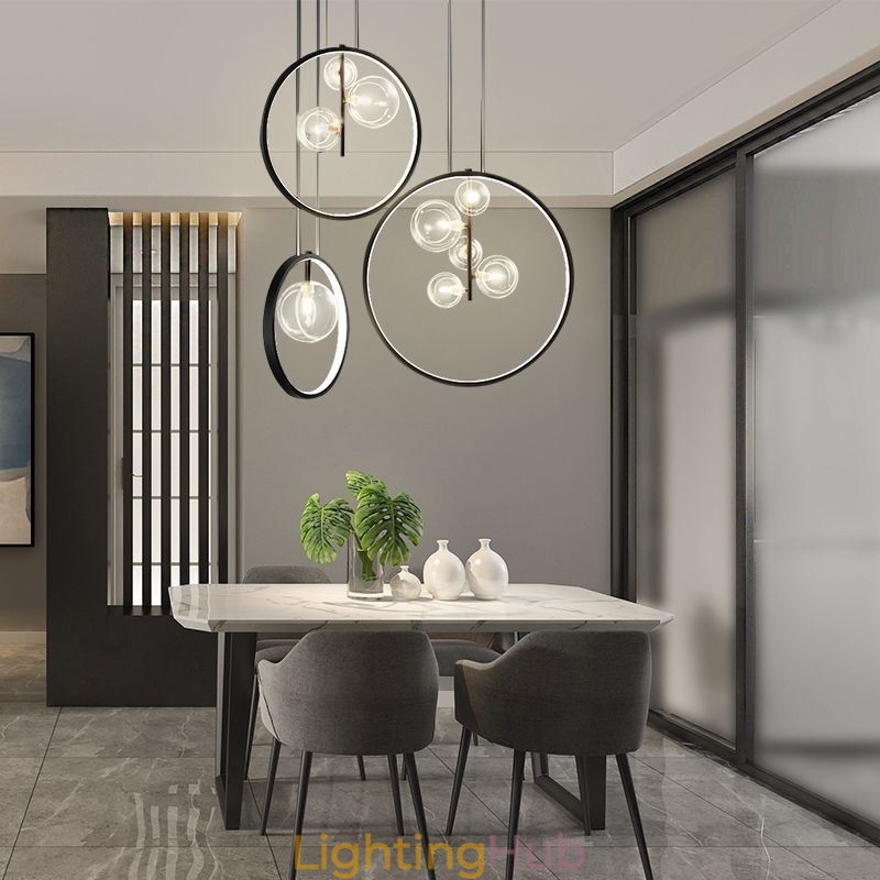 Nordic Pendant Light Glass Bubbles Circle Chandelier Modern Parlor Lamp