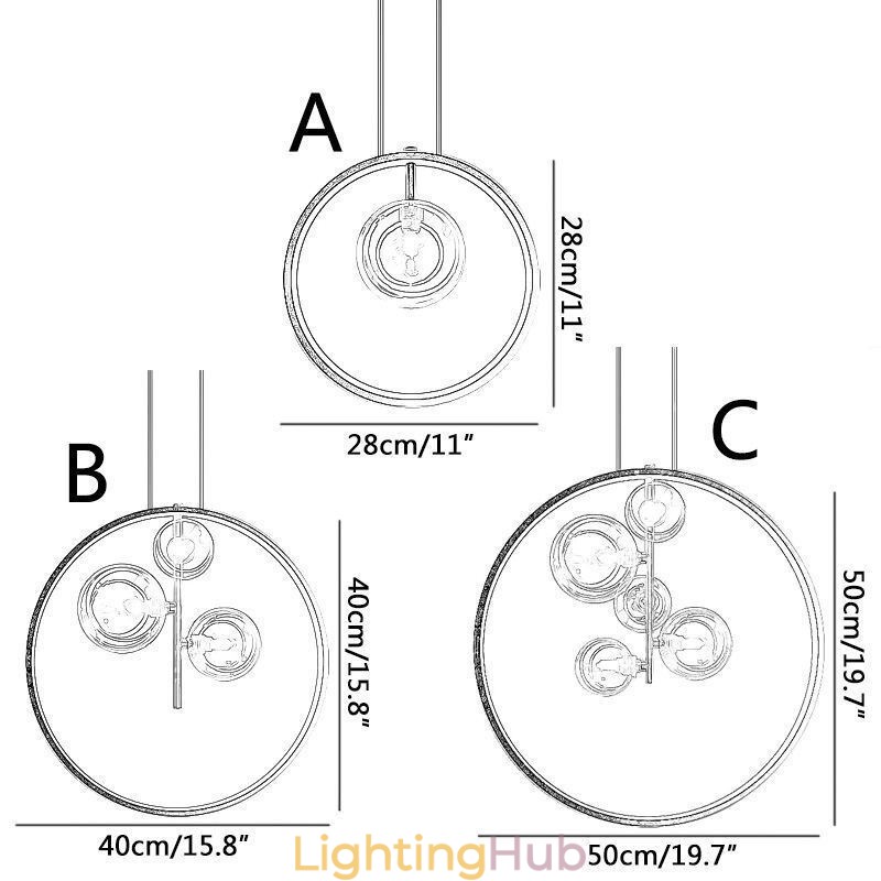 Nordic Pendant Light Glass Bubbles Circle Chandelier Modern Parlor Lamp