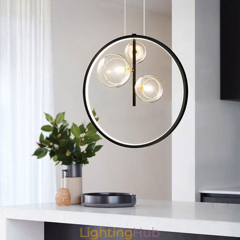 Nordic Pendant Light Glass Bubbles Circle Chandelier Modern Parlor Lamp